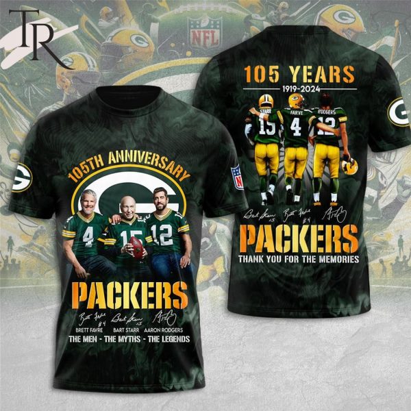 105 Years 1919-2024 Green Bay Packers Thank You For The Memories Hoodie