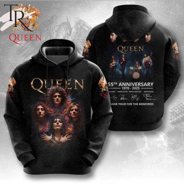 55 Years Of 1970-2025 Queen Band Thank You For The Memories Hoodie