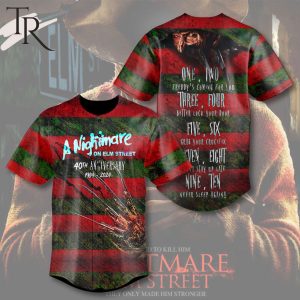 Freddy Krueger A Nightmare On Elm Street 40th Anniversary 1984-2024 Baseball Jersey