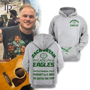 Zach Bryan Philadelphia Eagles Lincoln Financial Field August 6+7, 2024 The Quittin Time Tour Hoodie, Longpants, Cap