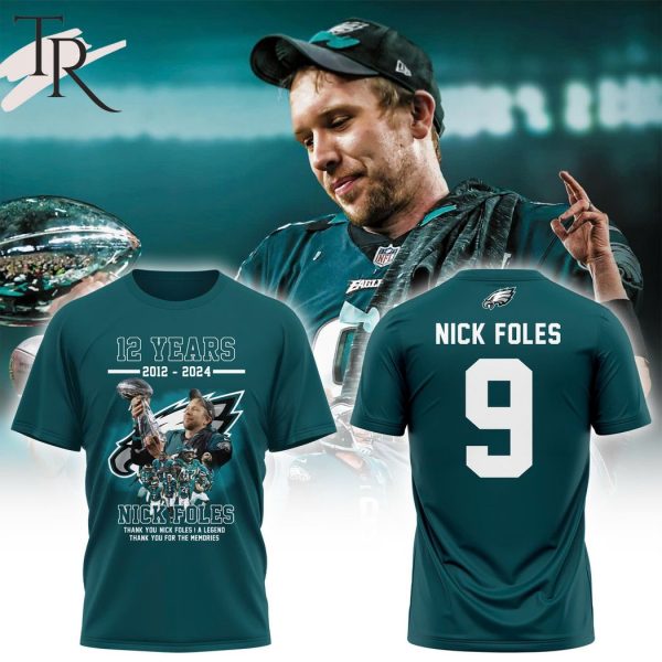 12 Years 2012-2024 Thank You Nick Foles A Legend Thank You For The Memories Hoodie