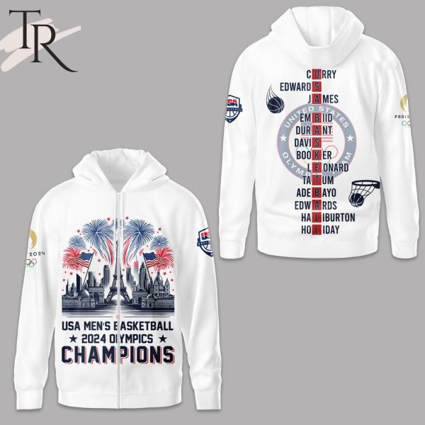 2024 Olympics Champions USA Basketball Hoodie – White