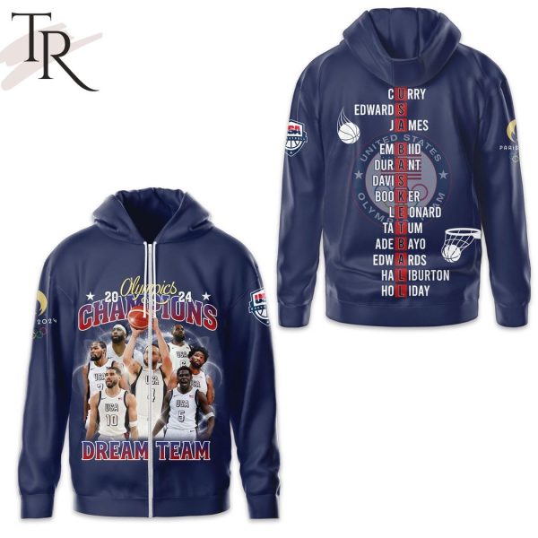 Olympics 2024 Champions Dream Team USA Basketball Hoodie – Navy