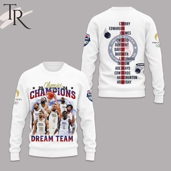 Olympics 2024 Champions Dream Team USA Basketball Hoodie – White