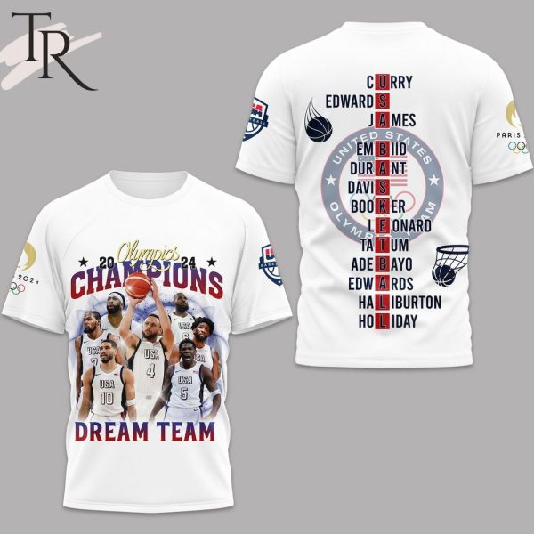 Olympics 2024 Champions Dream Team USA Basketball Hoodie – White