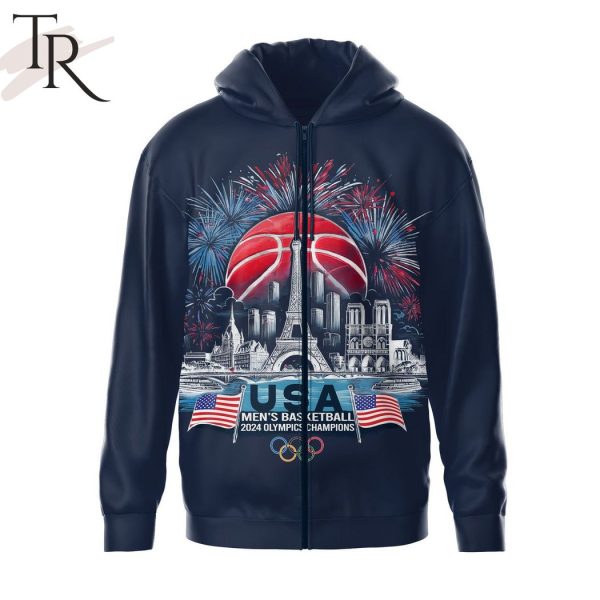 USA Men’s Basketball 2024 Olympics Champions Hoodie – Navy