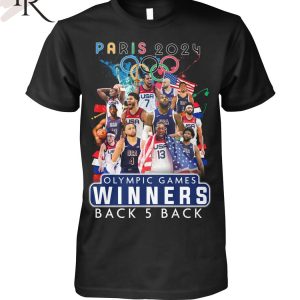 USA Basketball Men National Team Paris 2024 Olympic Games Winners Back 5 Back T-Shirt