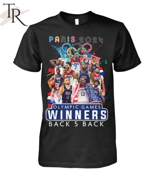 USA Basketball Men National Team Paris 2024 Olympic Games Winners Back 5 Back T-Shirt