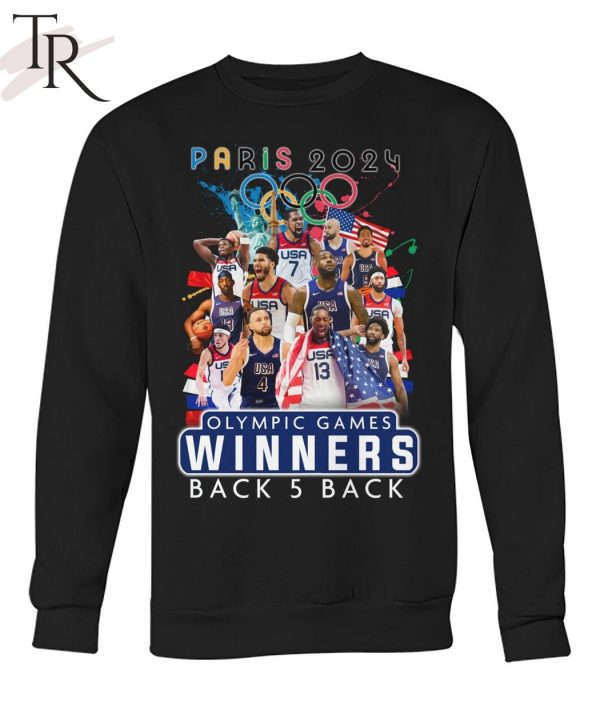 USA Basketball Men National Team Paris 2024 Olympic Games Winners Back 5 Back T-Shirt