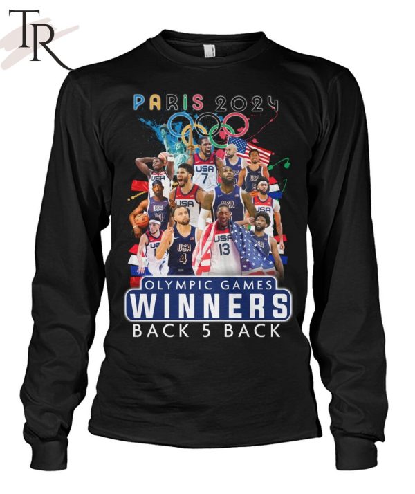 USA Basketball Men National Team Paris 2024 Olympic Games Winners Back 5 Back T-Shirt