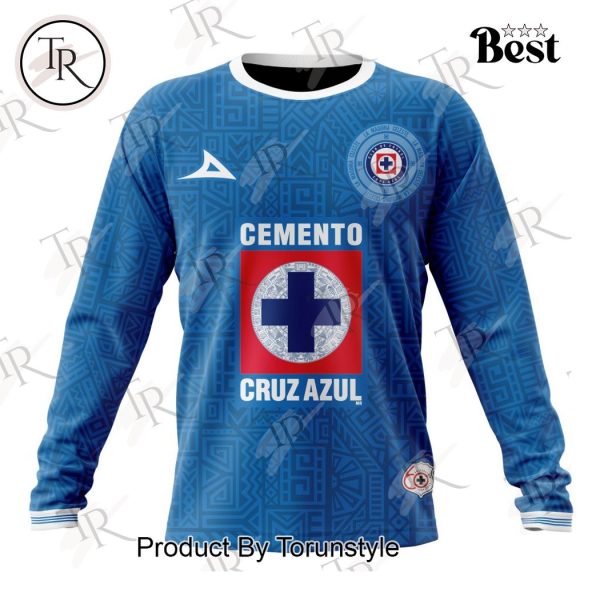 LIGA MX Cruz Azul Special 2024 Home Aztec Design Hoodie