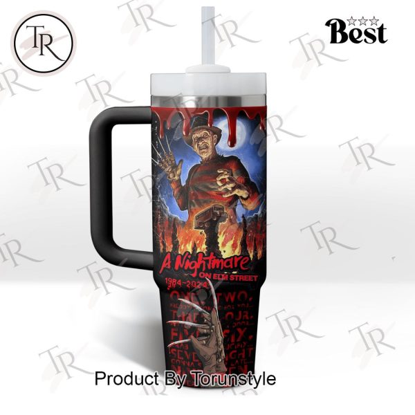 A Nightmare On Elm Street 40th Anniversary 1984-2024 Never Sleep Again 40oz Tumbler