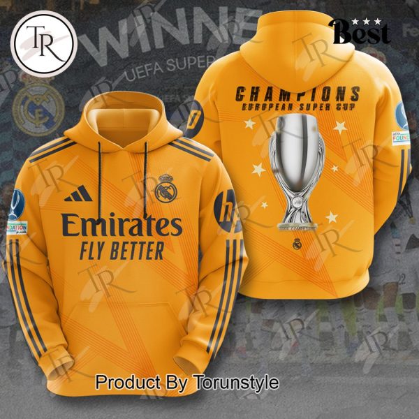 Real Madrid Champions European Super Cup 2024 Hoodie – Orange