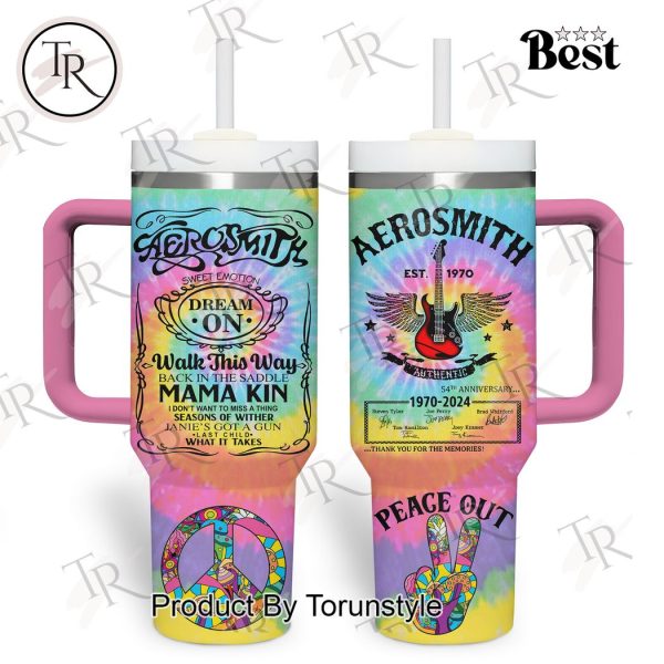 Aerosmith 54th Anniversary 1970-2024 Thank You For The Memories Peace Out 40oz Tumbler