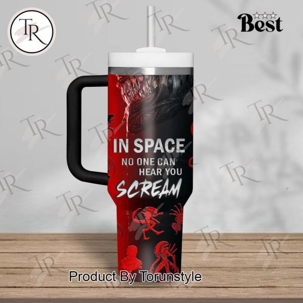 Alien In Space No One Can Hear You Cream 40oz Tumbler