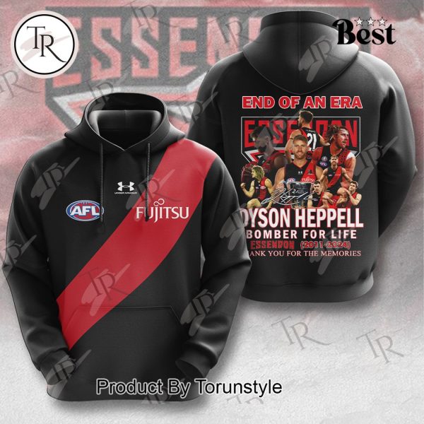 End Of An Era Dyson Heppell Bomber For Life Essendon 2011-2024 Thank You For The Memories Hoodie