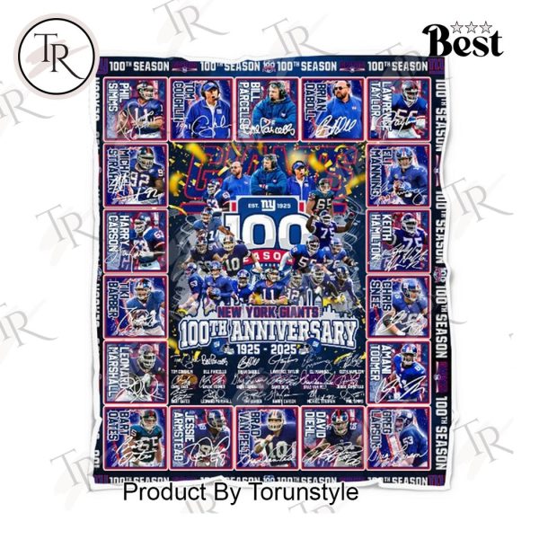 New York Giants 100th Anniversary 1925-2025 Fleece Blanket