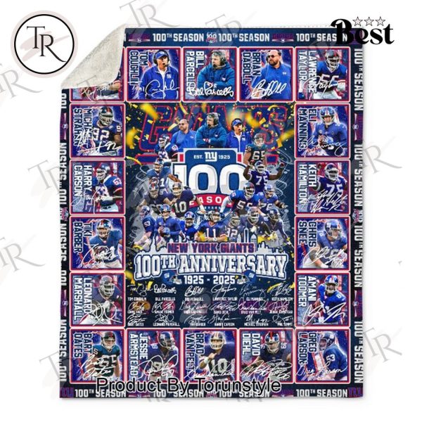 New York Giants 100th Anniversary 1925-2025 Fleece Blanket