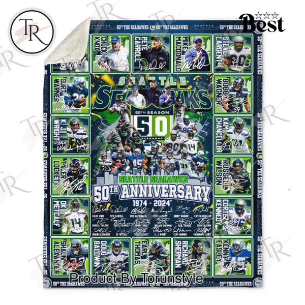 Seattle Seahawks 50th Anniversary 1974-2024 Fleece Blanket