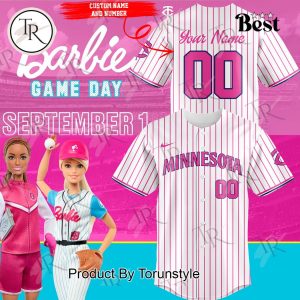 Minnesota Twins x Barbie Game Day on Sept.1 Custom Baseball Jersey