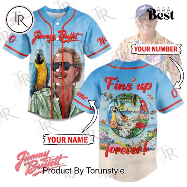 Jimmy Buffet Fins Up Forever Custom Baseball Jersey