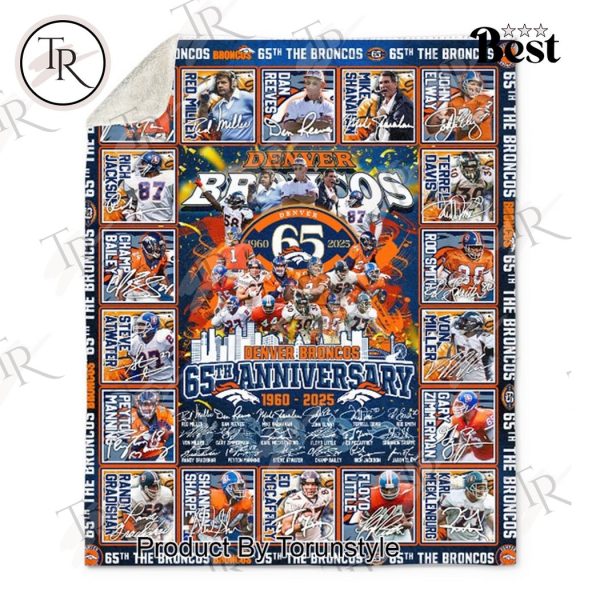 Denver Broncos 65th Anniversary 1960-2025 Fleece Blanket