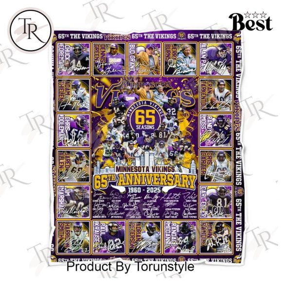 Minnesota Vikings 65th Anniversary 1960-2025 Fleece Blanket