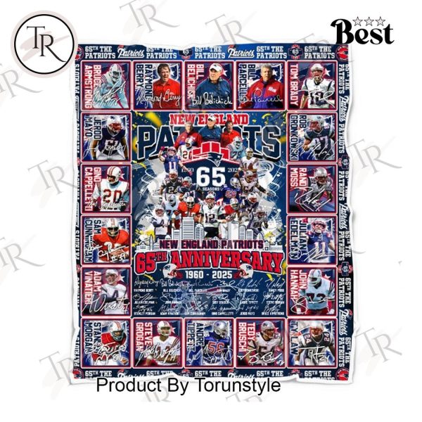 New England Patriots 65th Anniversary 1960-2025 Fleece Blanket