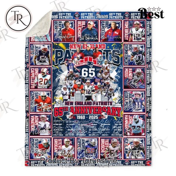 New England Patriots 65th Anniversary 1960-2025 Fleece Blanket