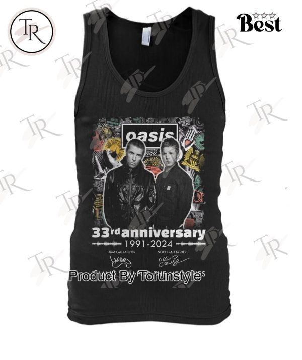 Oasis 33rd Anniversary 1991-2024 Thank You For The Memories T-Shirt