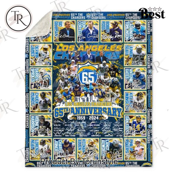 Los Angeles Chargers 65th Anniversary 1959-2024 Fleece Blanket