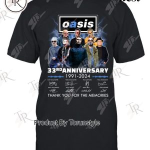 Oasis Live 33rd Anniversary 1991-2024 Thank You For The Memories T-Shirt