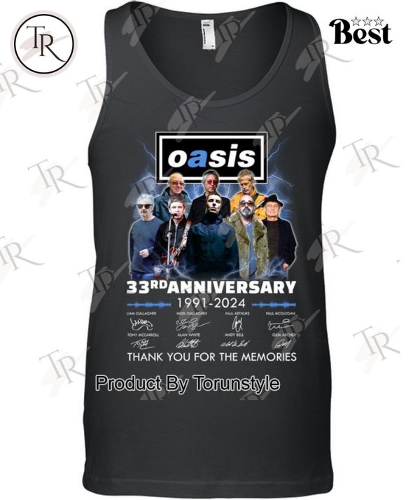 Oasis Live 33rd Anniversary 1991-2024 Thank You For The Memories T-Shirt