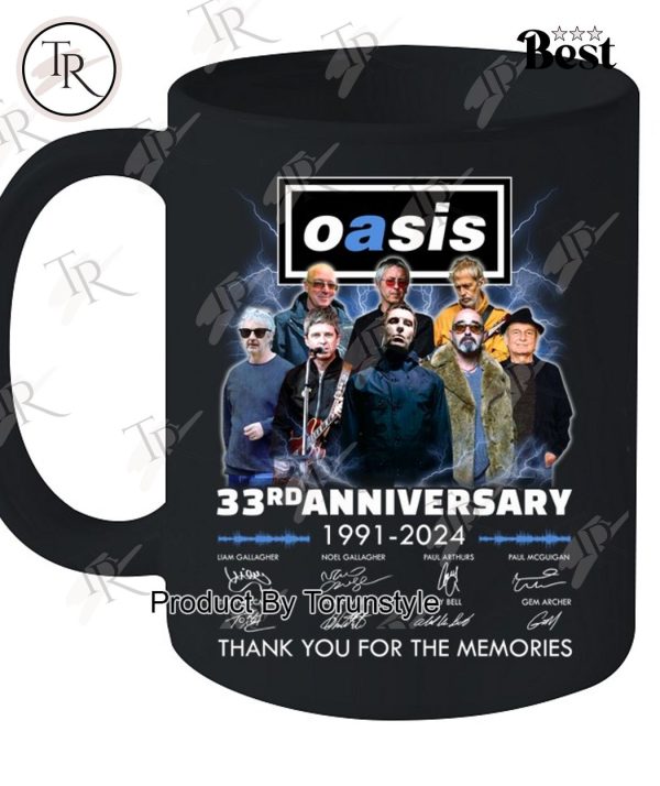 Oasis Live 33rd Anniversary 1991-2024 Thank You For The Memories T-Shirt