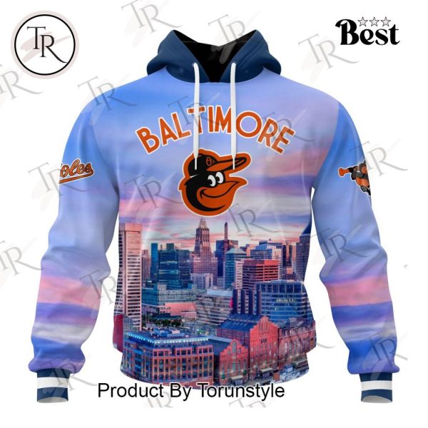 MLB Baltimore Orioles Special Cityscape Design Hoodie