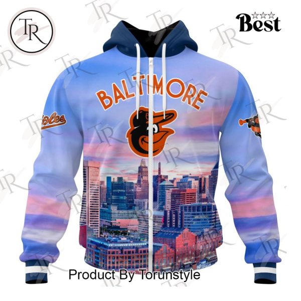 MLB Baltimore Orioles Special Cityscape Design Hoodie