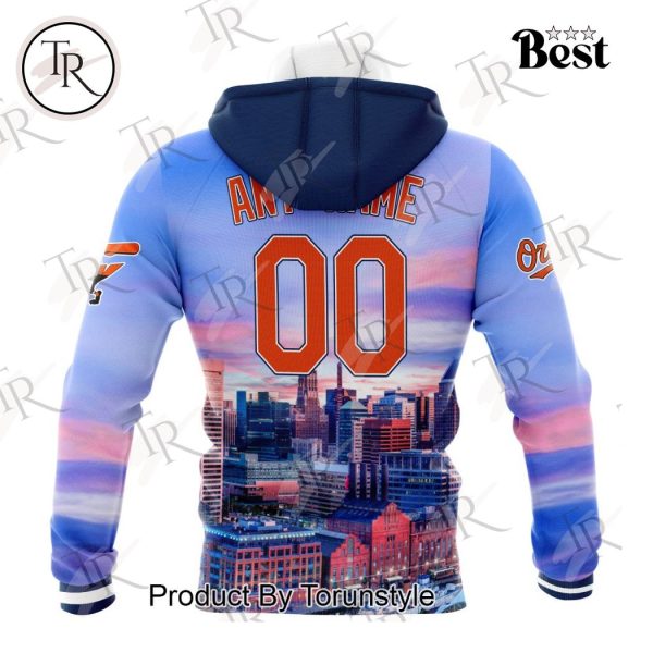 MLB Baltimore Orioles Special Cityscape Design Hoodie