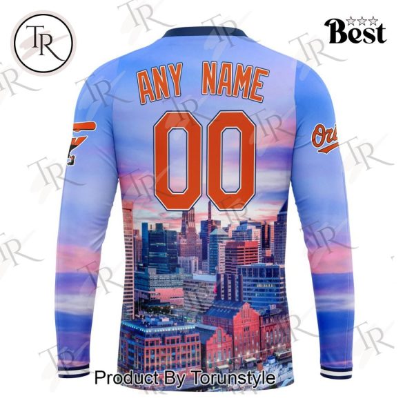 MLB Baltimore Orioles Special Cityscape Design Hoodie