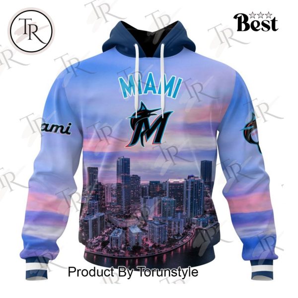 MLB Miami Marlins Special Cityscape Design Hoodie