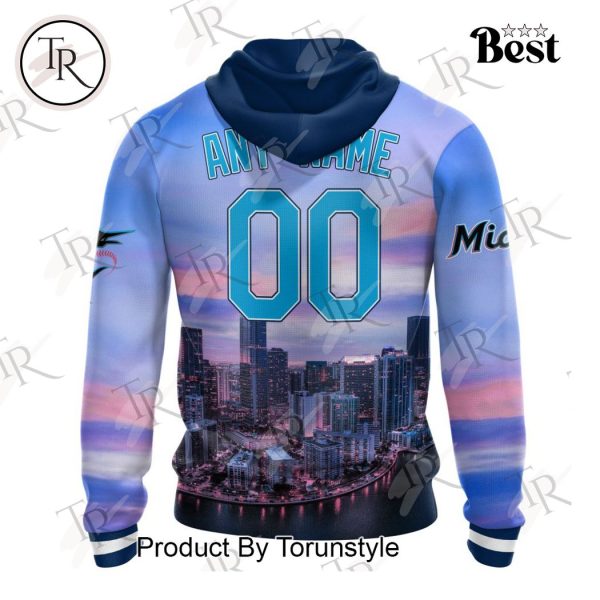 MLB Miami Marlins Special Cityscape Design Hoodie