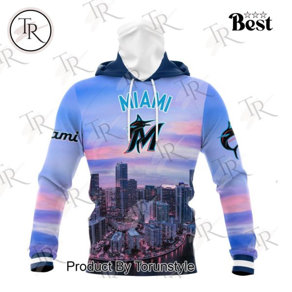 MLB Miami Marlins Special Cityscape Design Hoodie