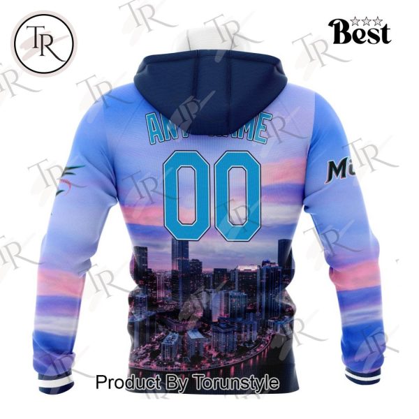 MLB Miami Marlins Special Cityscape Design Hoodie