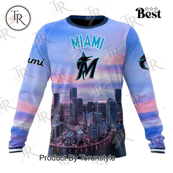 MLB Miami Marlins Special Cityscape Design Hoodie