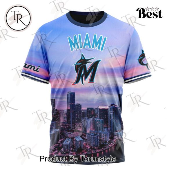 MLB Miami Marlins Special Cityscape Design Hoodie