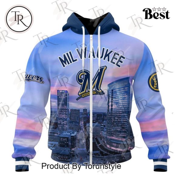 MLB Milwaukee Brewers Special Cityscape Design Hoodie