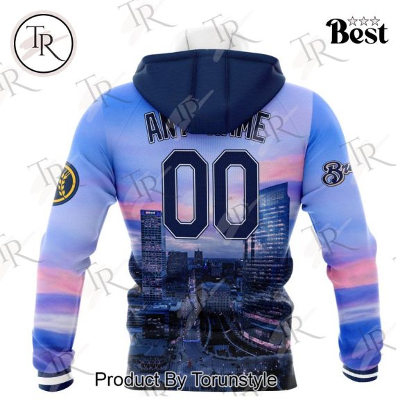 MLB Milwaukee Brewers Special Cityscape Design Hoodie