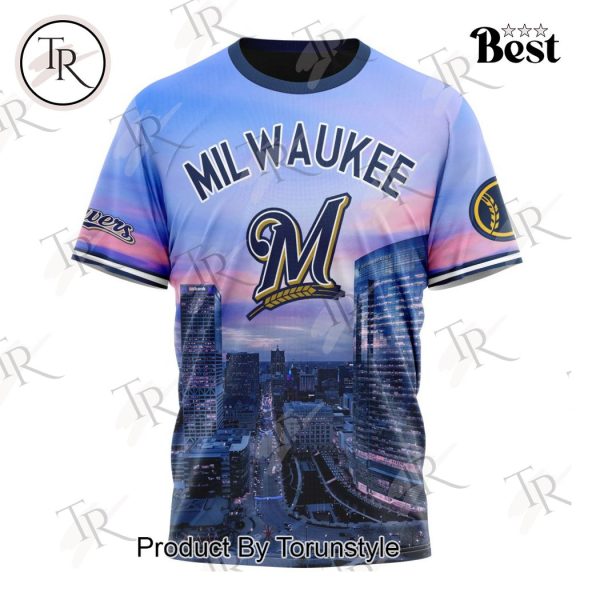 MLB Milwaukee Brewers Special Cityscape Design Hoodie