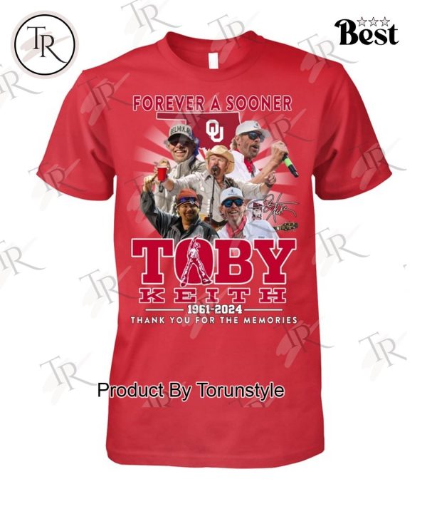 Forever A Sooners Toby Keith 1961-2024 Thank You For The Memories T-Shirt