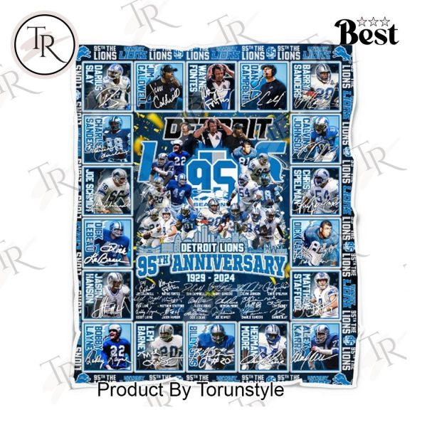 Detroit Lions 95th Anniversary 1929-2024 Fleece Blanket