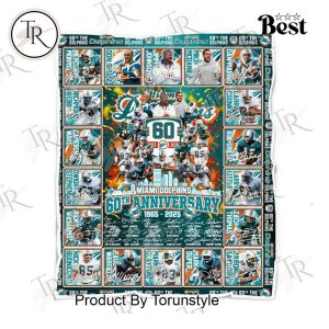 Miami Dolphins 60th Anniversary 1965-2025 Fleece Blanket